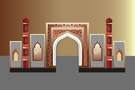 Pintu Masjid, Entrance Arch, Gate Decoration, Islamic Events, Mosque Design, Religious Artwork, Boundary Walls, Arabic Design, Entry Gates