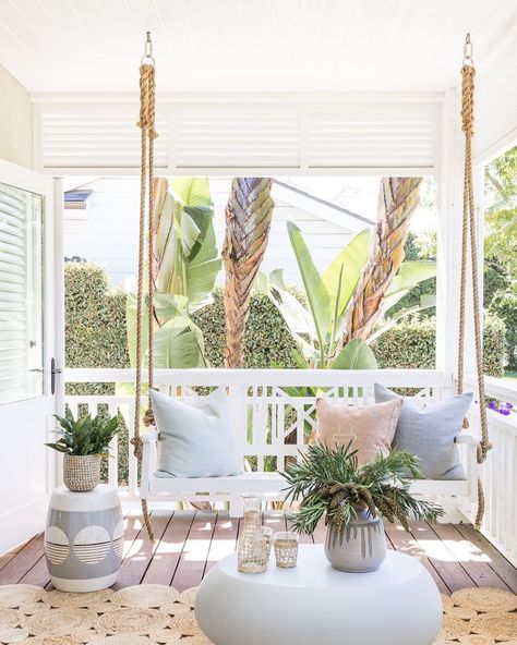 Coastal Front Porch, Rebecca Atwood Wallpaper, Summer Front Porch Decor, Pure Salt Interiors, Pure Salt, Summer Front Porches, Rustic Porch, Coastal Interiors Design, Landscape Outdoor