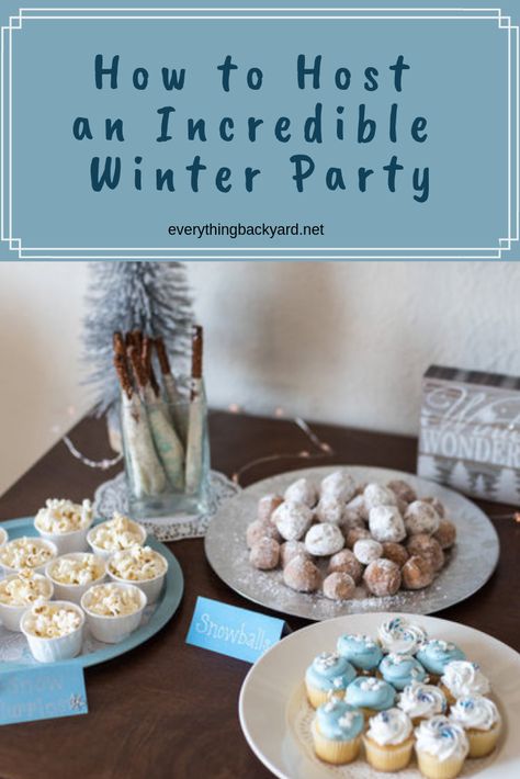 Birthday Party In Winter, Bunco Party Themes, Winter Party Foods, Winter Themed Party, Winter Baby Shower Ideas, Winter Tea Party, Mac And Cheese Cups, Winter Party Themes, Snow Party