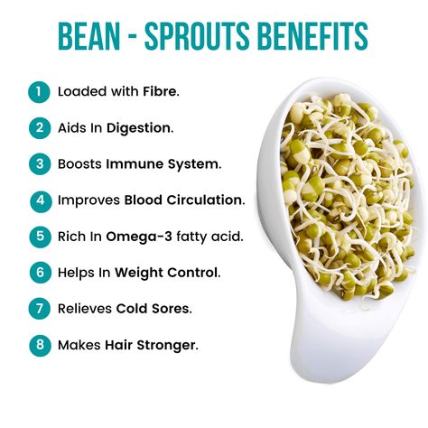 #lesfrimeurs #doctorsays #motivation #healthy #gym #fitfam #nutrition #delicious #healthyeating #foodie #weightloss #healthyliving #fitnessmotivation #instafood #wellness #workout #fitness #healthylifestyle #healthyfood #diet #bodybuilding #exercise #training Bean Sprouts Benefits, Sprouts Benefits, Health Benefits Of Beans, Clean Eating Guide, Vitamin A Foods, Vegan Protein Sources, Health Facts Food, Food Health Benefits, Fulfilled Life