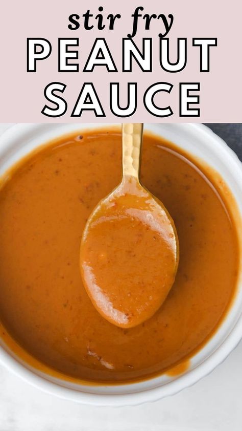 This 6-ingredient, 5-minute peanut sauce is perfect for stir fries, as a dipping sauce, or as a dressing on grain bowls! It uses pantry staples and is easy to customize. Peanut Sauce For Spring Rolls, Peanut Butter Stir Fry, Peanut Sauce Stir Fry, Spicy Thai Peanut Sauce, Sauce For Spring Rolls, Thai Peanut Sauce Recipe, Lettuce Wrap Sauce, Asian Peanut Sauce, Easy Peanut Sauce