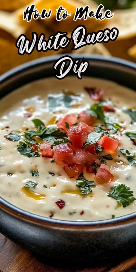 WHITE QUESO DIP 54th Street Queso Dip, Queso Dip With Cream Of Mushroom Soup, Organic Queso Dip, White Queso Nachos, Top Golf Queso Recipe, Mild Queso Dip, Cheddars Queso Dip Recipe Copycat, Quest Blanco Dip, Crock Pot Cheese Dip Recipes