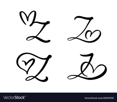 Initial Z Tattoo, Letter Z Tattoo Design, Cursive Z Tattoo, Z Calligraphy Letter, Z With Heart, Z Initial Tattoo, L Heart Tattoo, Z Tattoo Letter, Z Tattoo Letter Design