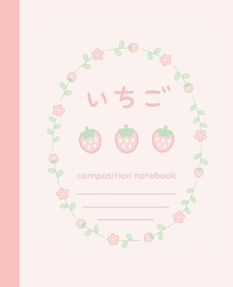 Composition Book Aesthetic, Pink Japanese Aesthetic, Kawaii Classroom, Strawberry Notebook, Journal Cottagecore, Stationery Studio, Book Cover Art Diy, Kawaii Notebook, Flower Composition