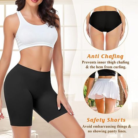 Amazon.com: DERCA Womens Slip Shorts for Under Dresses Seamless Anti Chafing Underwear Boyshorts Panties Under Skirts Safety Shorts (Black,3X-Large) : Clothing, Shoes & Jewelry Shorts For Under Dresses, Safety Shorts, Anti Chafing Shorts, Mid Thigh Shorts, Slip Shorts, Anti Chafing, Under Skirt, Boy Shorts Panties, Skirt Shorts