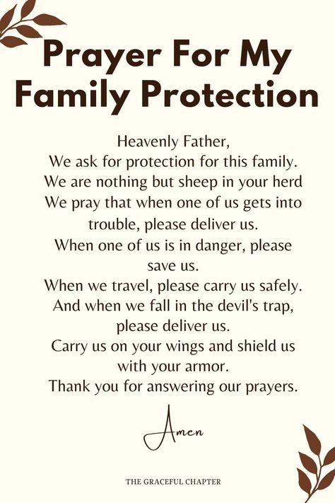 Prayer for Family Protection - prayers for your family Good Night Prayers For My Family, Pray For Protection Families, Declaration For The Protection Of My Family, Declarations For The Protection Of My Family, Prayer To Protect My Family From Evil, Prayers To Protect My Family, Prayers For My Family Protection, Prayers For My Family Quotes, Powerful Morning Prayers For Family