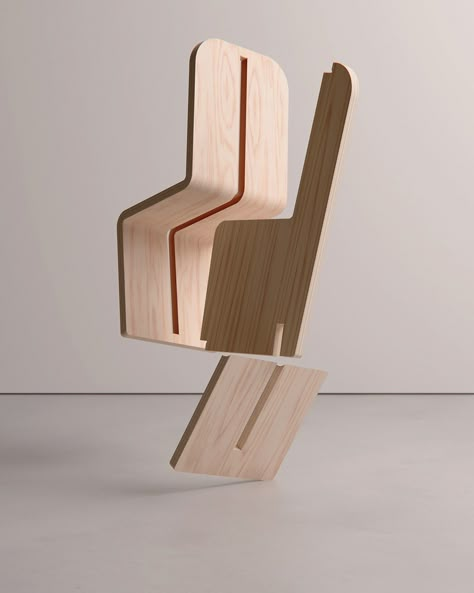 Slot Chair - improved stability Wood Chair Design Ideas, Flat Pack Chair, Hand Art Projects, Wood Chair Design, Foldable Chair, Felt Cushion, Plywood Chair, Cnc Furniture, Flat Pack Furniture