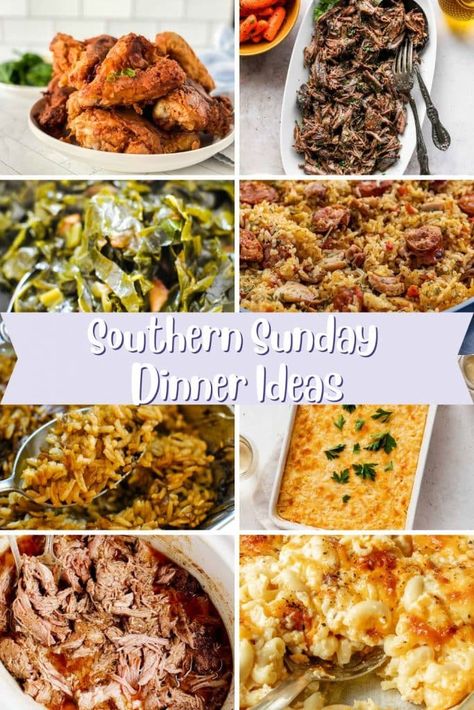 Traditional Sunday Dinner, Southern Home Cooked Meals Dinners, Southern Meal Ideas For Dinner, Southern Dinner Ideas, Easy Sunday Lunch, Dinner Ideas Southern, Southern Sunday Dinner, Southern Sunday Dinner Ideas, Dinner Receipts