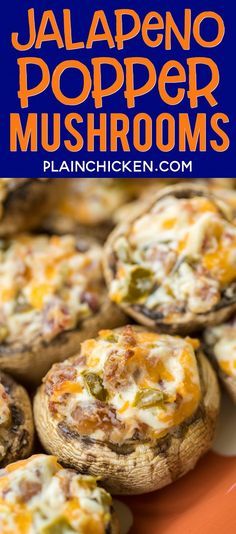 Mushrooms Stuffed, Garlic Cheddar, Jalapeno Popper, Low Carb Appetizers, Appetizer Bites, Jalapeno Poppers, Keto Foods, Low Carb Snacks, Mushroom Recipes