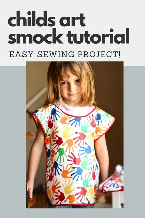 Make a Childs Art Smock and Mat in 3 Easy Steps! Diy Smock, Smock Pattern, Kids Art Smock, Artist Party, Sewing Activities, Art Smock, Pencil Holders, Paint Fabric, Best Farmhouse