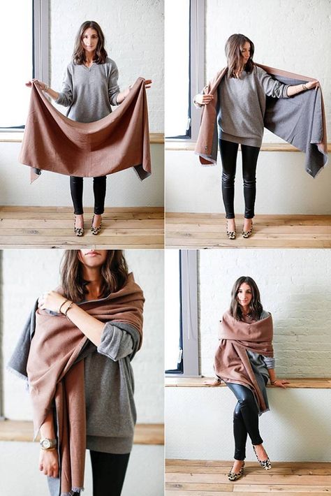 18 Cute Ways How to Wear a Scarf This Fall How To Wear A Blanket Scarf, Wear A Scarf, Ways To Wear A Scarf, How To Wear A Scarf, Scarf Casual, Outfit Trends, Autumn Fashion Casual, Scarf Tying, How To Wear Scarves