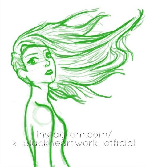 Flowy hair #artwork #digital Wind Blown Hair Drawing Reference, Hair In The Wind Drawing Reference, Hair In Motion Drawing, Wind Blown Hair Drawing, Short Hair Blowing In The Wind Drawing, Hair Physics Drawing, Upside Down Hair Drawing Reference, Hair Blowing In The Wind Drawing, Long Flowy Hair Drawing