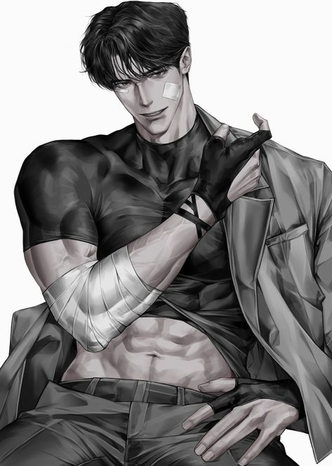 Handsome Drawing, Male Art Model, Persona Anime, Scruffy Men, Dark Anime Guys, Anime Guys Shirtless, Cool Anime Guys, Guy Drawing, Digital Art Anime