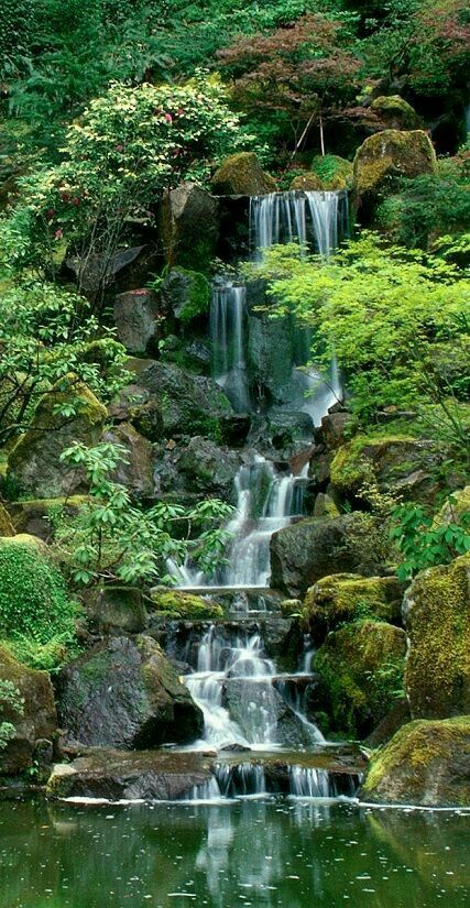 Japanese garden Garden Wedding Flowers Arrangements, Garden Wedding Flowers, Taman Air, Portland Japanese Garden, Garden Waterfall, Japan Garden, Japanese Garden Design, Waterfalls Backyard, Water Falls