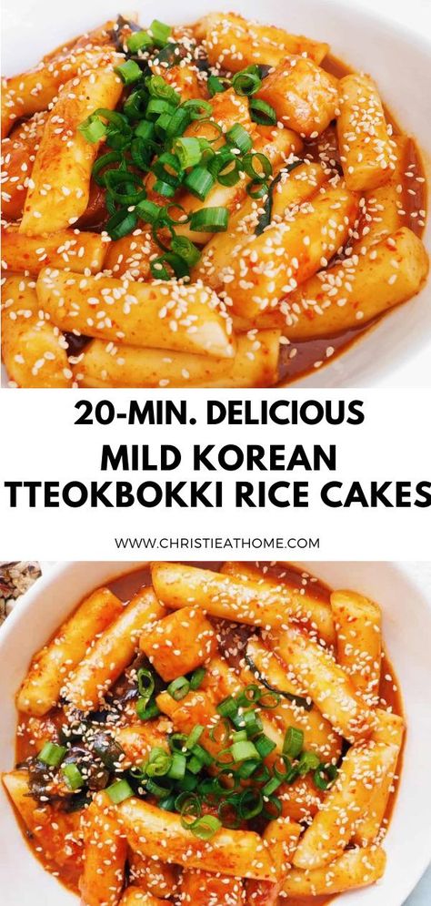 Tteok Recipe Ideas, Non Spicy Rice Cake Recipes, Teboki Recipe, Ttekbokkie Recipe, Rice Cake Sticks Recipe, Mild Korean Recipes, Tteokbokki Rice Cakes Recipe, Mild Tteokbokki Recipe, Mild Tteokbokki