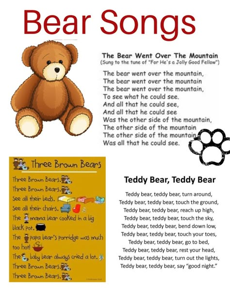 Teddy Bear Circle Time, Teddy Bear Songs Preschool, Preschool Bear Songs, Bear Themed Activities For Preschoolers, Bear Circle Time Activities, Bear Songs Preschool, Teddy Bears Picnic Activities, Teddy Bear Picnic Song, Preschool Bears