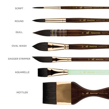 Princeton Neptune Fine Watercolor Brushes Types Of Brushes, Paint Brush Sizes, Best Watercolor Brushes, Professional Art Supplies, Best Watercolor, Watercolor Supplies, Art Studio Organization, Art Studio Room, Art Essentials