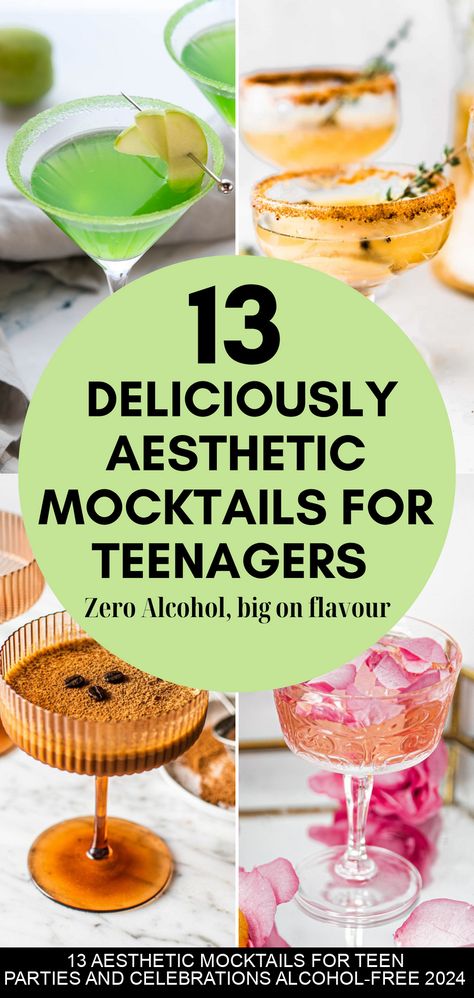 THE MOST DELICIOUSLY AESTHETIC MOCKTAILS, ZERO ALCOHOL BIG ON FLAVOUR Here’s a roundup of some of the best mocktail recipes for wowing hard-to-please, eager-to-party teens. These recipes may be alcohol-free but they are big on Aesthetic Mocktails, Teen Party Food, Cocktail Classics, Best Mocktail, Mocktail Party, 13 Aesthetic, Cocktails Easy