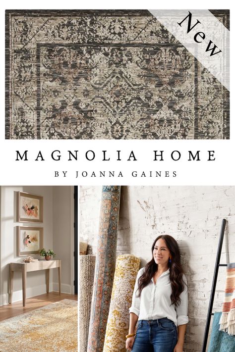 Magnolia Rugs Joanna Gaines, Farmhouse Rugs Dining, Magnolia Area Rugs, Kitchen Area Rugs Ideas, Magnolia Living Room, Joanna Gaines Dining Room, Joanna Gaines Living Room, Farmhouse Dining Room Rug, Farmhouse Rugs Living Room