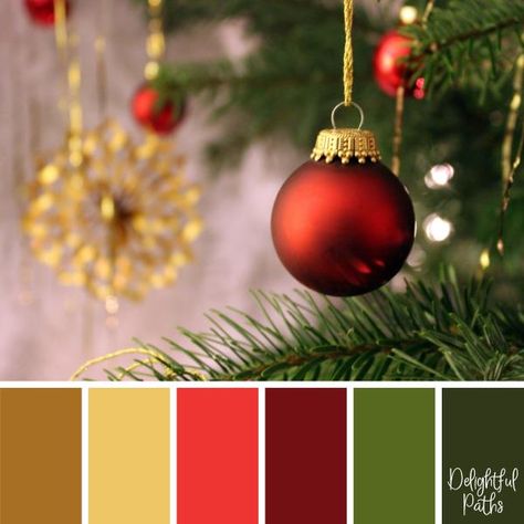 christmas color palette -Red Christmas Baubles DelightfulPaths.com Color Palette From Image, Joy Decorations, Christmas Palette, Christmas Colour Schemes, Christmas Color Palette, Gold Color Palettes, Red Colour Palette, Color Schemes Colour Palettes, Christmas Color