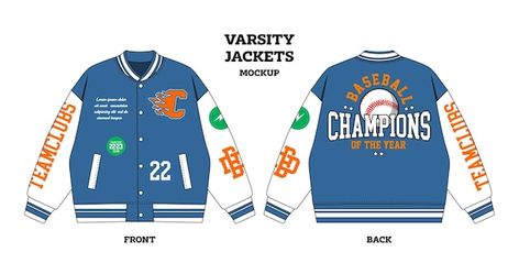 Varsity Back Design, Varsity Jacket Design Ideas, Jacket Sketch, Nike Varsity Jacket, Varsity Jacket Style, Intp Things, Varsity Jacket Design, Prom Jacket, Club Merch