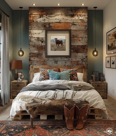 Cowgirl Bedroom, Western Bedrooms, Rustic Farmhouse Bedroom, Country Bedroom Decor, Western Room, Western Rooms, Western Bedroom Decor, Beautiful Bedroom Decor, Western Bedroom