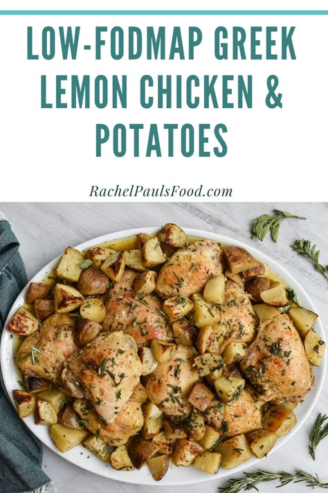 Low Fodmap Chicken Crockpot Recipes, Low Fodmap Crockpot Chicken, Low Fodmap Baked Chicken, Low Fodmap Dinner Ideas, Low Fodmap Chicken Salad, Greek Chicken Potatoes, Low Residue Recipes, Greek Lemon Chicken And Potatoes, Low Fodmap Chicken Recipes