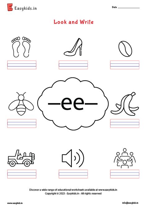 Long Ee Sound Worksheet, Ee Sound Words Worksheets, Ea Words Worksheets, Ee Words Worksheet, 4 Letter Words Worksheet, Ee Words, 4 Letter Words, Phonic Sounds, Read In English