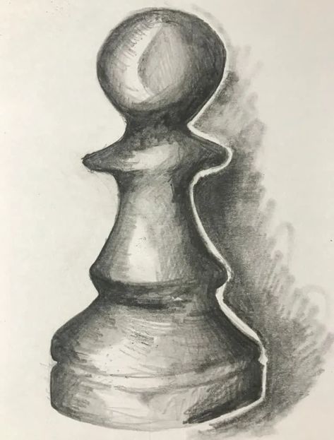 How To Draw A Chess Piece – Improve Drawing Hard Sketches, Still Life Drawing Ideas, Stippling Drawing, Value Drawing, Hard Drawings, Improve Drawings, Shading Drawing, Shadow Drawing, Form Drawing