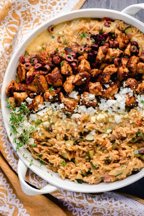 Greek Chicken With Orzo Pasta, Greek Chicken Bowls With Orzo, Rachel’s Good Eats, Cold Plate Dinner Ideas, Late Summer Dinner Ideas, Healthy Summer Dinner Recipes Clean Eating, Orzo Pasta Recipe, Chicken With Orzo, Spring Dinners