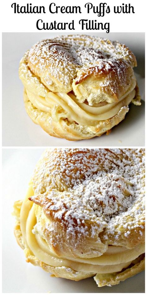 Italian Cream Puffs, Italian Cream Puff, Pastries Easy, Tasty Pastry, Cream Puff Recipe, Italian Cream, Italian Pastries, Torte Cupcake, Puff Recipe