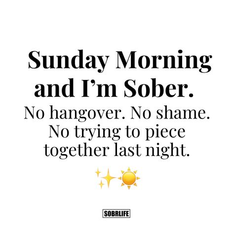 ☀️✨ It’s Sunday Morning and I’m Sober. ✨☀️ No hangover. No shame. No trying to piece together last night. Instead: ✅ Clear mind. ✅ Grateful heart. ✅ A coffee in hand, not regrets. This is the life I prayed for. This is the peace I didn’t know I was missing. If you’re waking up sober today, take a moment to feel that gratitude. If you’re still struggling, just know: It’s possible. You’re not alone. 🙏 #soberlife #sundayvibes #sobersunday #sobrietyjourney #wedorecover #nohangover #soberandha... Clear Mind, Grateful Heart, I Pray, Sunday Morning, Last Night, Gratitude, Mindfulness, In This Moment, Feelings