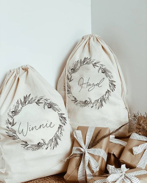 The Beach People on Instagram: “Personalised Santa Sacks that you can use all year round ✨ Our Festive Gift Bags are made from 100% machine washable cotton, making them…” Gifts Under The Tree, The Beach People, Santa Sacks, Wreath Illustration, Personalised Santa Sacks, Beach People, Elegant Branding, Santa Sack, Diy Gift Wrapping