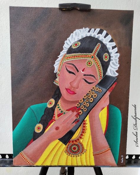 Drawing Ideas For Exhibition, Canvas Painting For Exhibition, Indian Culture Painting Easy, Indian Painting Ideas, Peanuts Painting, Art Competition Ideas, Colorful Art Paintings, Desi Art, Classroom Pictures