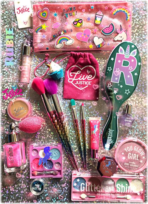 My Daughters | Just Shine Beauty Products | Unicorn Makeup | All from her favorite #Justice | Unicorn Rubie | Unicorn Hair Brush | Unicorn Makeup Bag | Unicorn Shimmer | Glitter Lipgloss Justice Makeup, Glitter Lipgloss, Makeup For Kids, Make Up Kits, Justice Store, Unicorn Makeup Brushes, Luxury Baby Clothes, Toddler Girl Toys, Makeup Kit For Kids