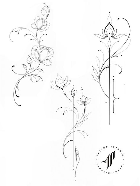 Art | tattoo ideas by  Ryan Power North Node Tattoo, Ornamental Floral Tattoo Design, Floral Ornamental Tattoo Design, Fine Line Feminine Tattoo, Line Tattoo Women, Back Of Ankle Tattoos For Women, Flower Ornamental Tattoo, Mandala Floral Tattoo Design, Fineline Tattoo Design