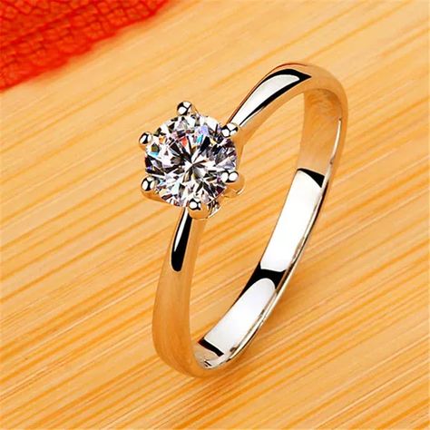 90% OFF Luxury Female Small Lab Diamond Ring Real 925 Sterling Silver Engagement Ring Solitaire Wedding Rings For Women|Rings| - AliExpress Solitaire Ring Designs, Latest Gold Ring Designs, Couple Ring Design, Promise Bracelet, Earrings Dangle Simple, Diamond Wedding Jewelry, Engagement Ring Solitaire, Rings Luxury, Wedding Engagement Gifts