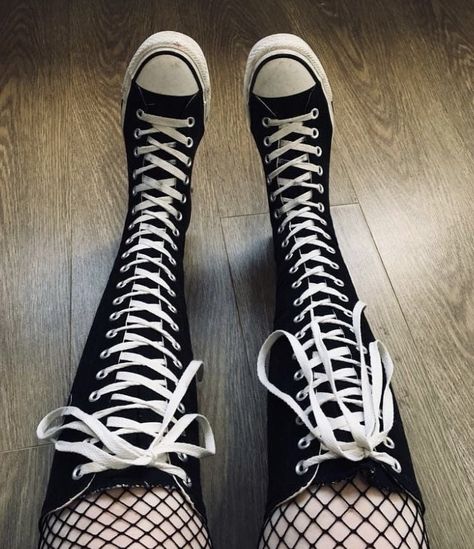 High Converse, Knee High Converse, Knee High, Converse, Stockings, Sneakers, White, Black