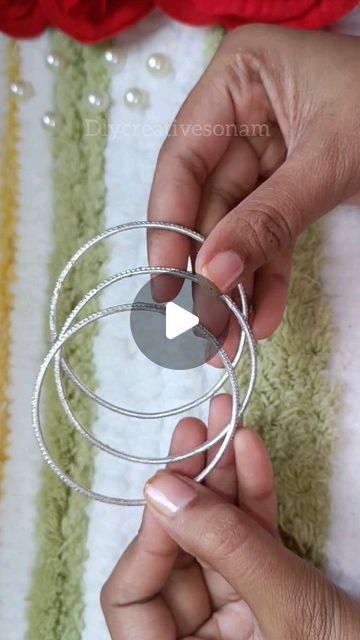 Sonam Khan on Instagram: "new bangles hack😱
#handmade #bracelet #creative #banglehack #relatable #reels" Bangle Earrings, Homemade Bangles, Bangle Making, Crafts With Bangles, Beads Bangles, Bangles Art Crafts, Diy Handmade Bracelets, Bangles Craft, Handwork Bangle Bracelets For Diwali