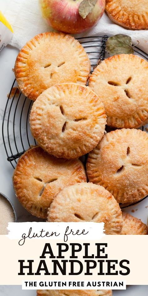 Satisfy your sweet tooth with these irresistible Caramel Apple Hand Pies! Featuring a rich, gooey caramel apple filling inside a flaky, golden gluten free pie crust, these hand pies are the perfect treat for any occasion. Ideal for fall gatherings, cozy afternoons, or a delightful dessert, this easy recipe will have everyone coming back for more. Enjoy the flavors of autumn with every bite! Caramel Apple Hand Pies, Caramel Apple Filling, Fall Desserts Gluten Free, Gluten Free Desserts Thanksgiving, Gluten Free Apple Recipes, Gluten Free Apple Pie, Gluten Free Cake Recipe, Gluten Free Apple, Gluten Free Pie Crust