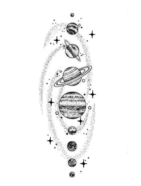 Galaxy Design Tattoo, Galaxy Tatoos Ideas, Space Tattoos For Women, Planet Tattoo Design, Space Theme Tattoo, Universe Tattoo Design, Planets Tattoo Design, Galaxy Tattoo Design, Space Themed Tattoos