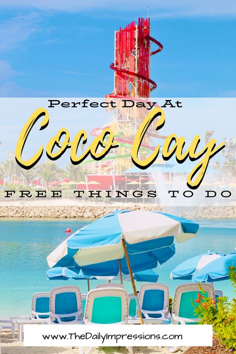 Heading on a Royal Caribbean cruise to Perfect Day at Coco Cay and wondering what's included? Check out this list of all the free things to do on Royal Caribbean's private island #royalcaribbean #royalcaribbeancruisetips #royalcaribbeanprivateisland #cococaybahamas #cruisetips Coco Cay Bahamas Photos, Coco Cay Bahamas Royal Caribbean, Cruise To Bahamas, Coco Cay Bahamas, Bahama Cruise, Fitness Drinks, Wonder Of The Seas, Cruise Tips Royal Caribbean, Royal Carribean Cruise