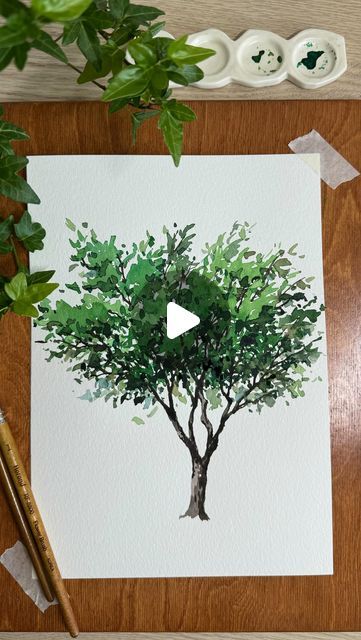 Lots Of Layers, Watercolor Plants, Architectural Sketch, 수채화 그림, Tree Drawing, Black And White Drawing, Watercolour Tutorials, Ink Pen Drawings, Drawing Painting