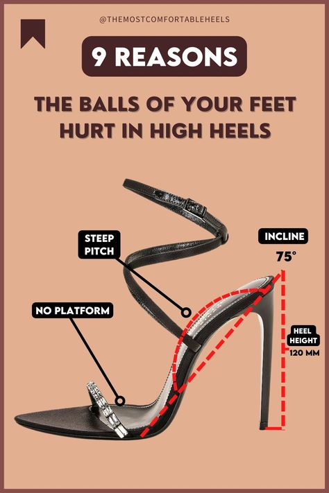 In this blog article you can see me quickly explaining why the balls of your feet hurt in high heels. This is a very common problem when wearing heels and it can be caused by a high heel height. Maybe a lack of platforms. There are many reasons why people have pain in the balls of their feet and in this article I explain how to stop having ball of foot pain in high heels. Heel Hacks, Wear Heels Comfortably, High Heel Hack, Most Comfortable Heels, Dry Cracked Heels, Walking In Heels, Ankle Pain, Foot Pain Relief, Dance Heels