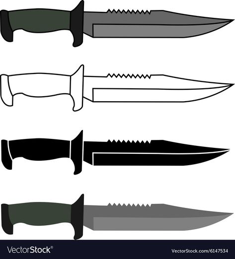 How To Draw Knife, How To Draw A Knife, Knife Outline, Knife Tattoo Design, Anime Tactical, Knife Illustration, Rambo Knife, Military Knife, Knife Template