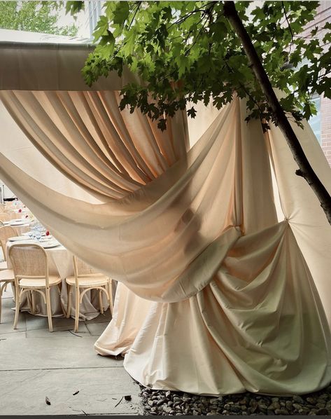 Wedding Ceiling Drapery, Draped Fabric Backdrop, Arch Drapery Wedding, Ceremony Draping, Party Tent Decorations, Draped Tent, Tent Draping, Ceiling Drapery, Wedding Drapery