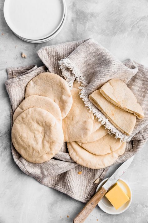 Pitta bread (pita bread) | Cravings Journal Pita Bread Photography, Pan Pita, Pita Pizzas, Pitta Bread, Pita Chips, Piece Of Bread, Pizza Stone, Pita Bread, Pizza Bread