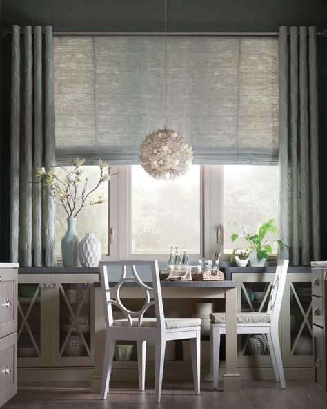 Craftsman Window Treatments, Large Windows Living Room, Large Window Treatments, Popular Window Treatments, Dining Room Window Treatments, Modern Window Treatments, Living Room Blinds, Dining Room Windows, Window Treatments Living Room