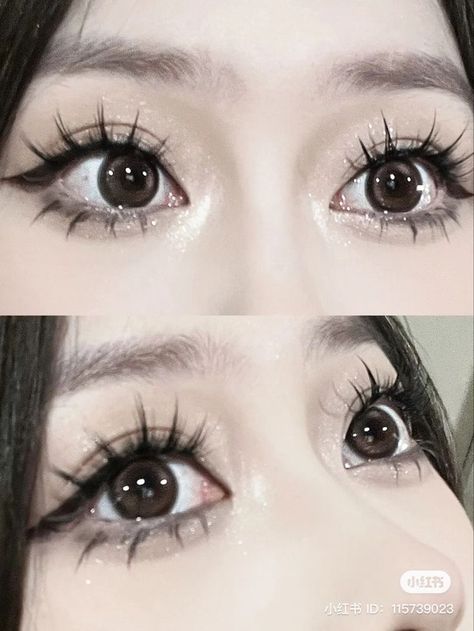 Douyin Makeup Double Lid, Ulzzang Eyes, Dark Douyin Makeup, Gyaru Makeup, Cute Eye Makeup, Doll Eye Makeup, Kawaii Makeup, Douyin Makeup, Ethereal Makeup