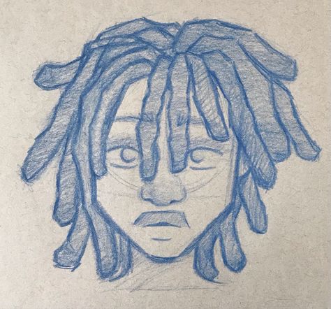 Reference Sketches Face, Cartoon Drawings Nickelodeon, Dreadlock Drawing Tutorial, Guy With Locs Drawing, Durag Drawing Reference, Male Drawings Face, Dreads Sketch Male, Dreads Drawing References Male, Dread Drawings Reference